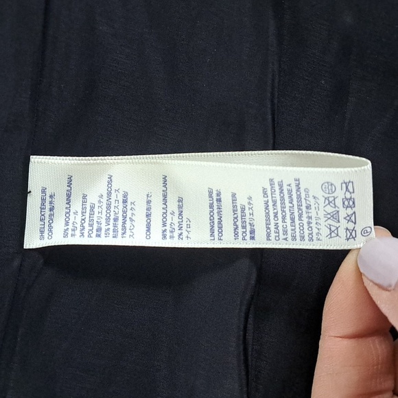 REBECCA MINKOFF Wool Blend Navy Blue & Black Tailored Structured Blazer - Picture 6 of 13